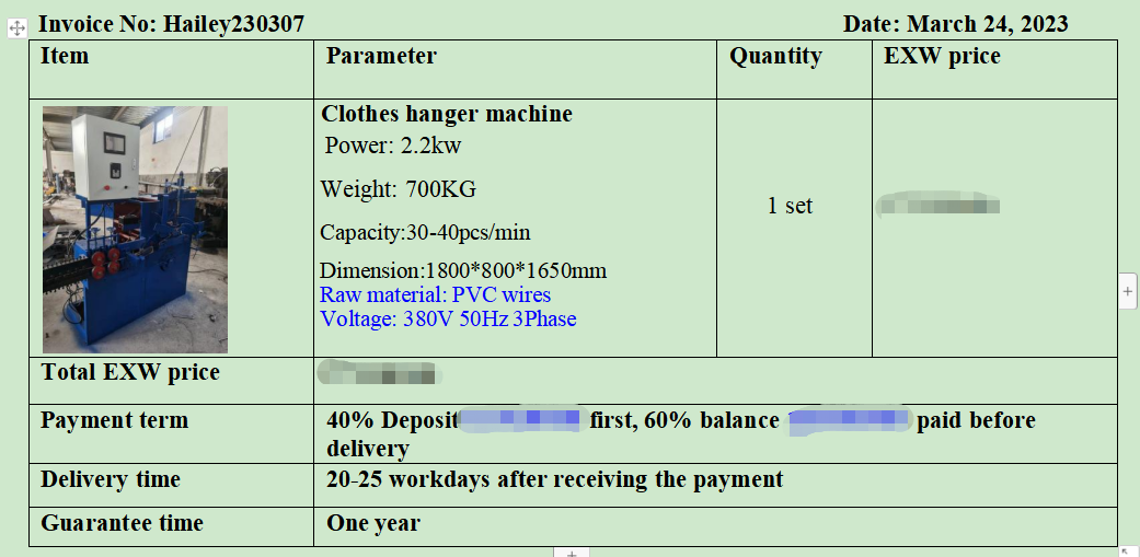 PVC-coated hanger machine for Thailand PI